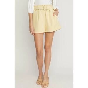 Women’s Yellow Shorts Belted Size S Work Shorts